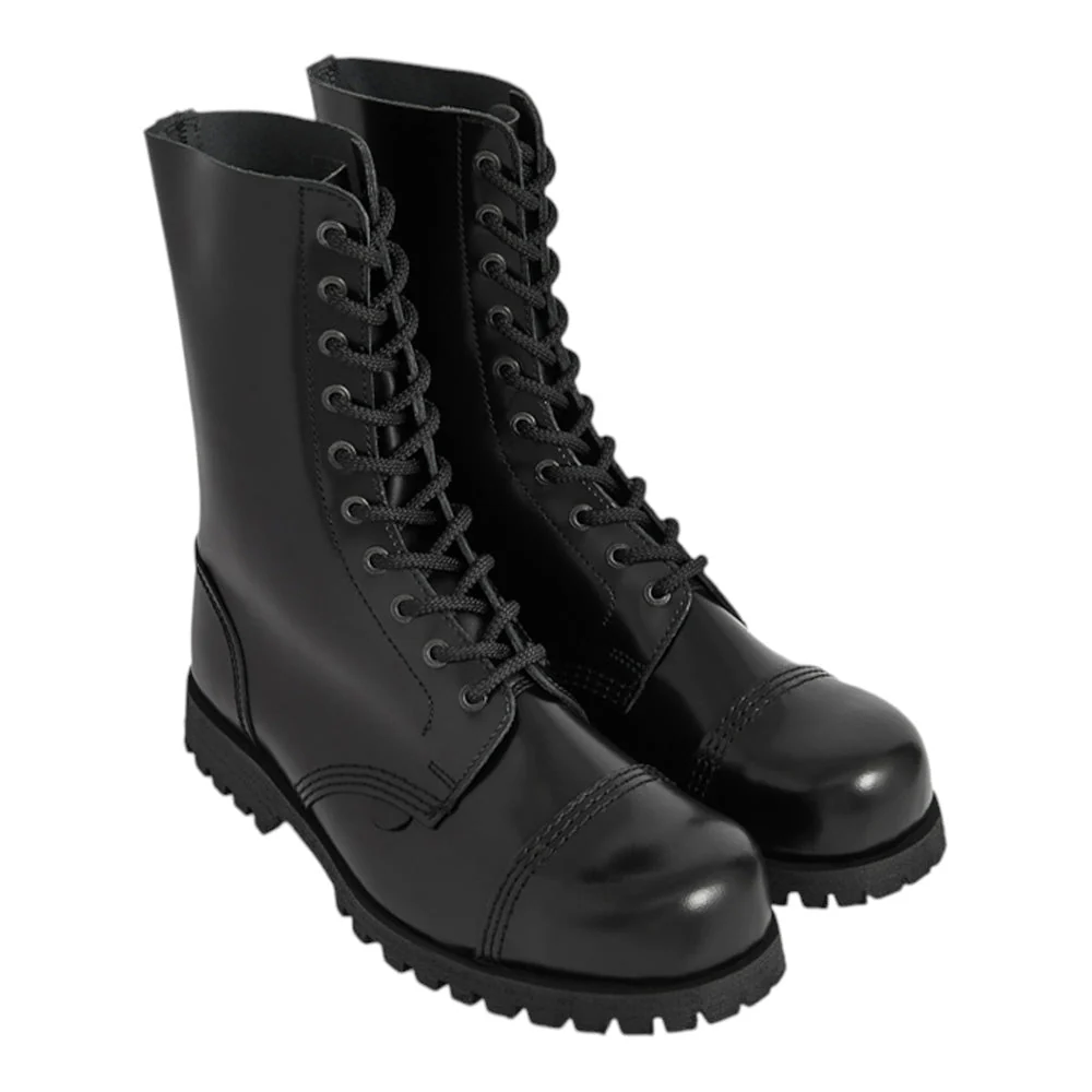 UNDERGROUND COMMANDO BOOTS ORIGINAL STEEL CAP - BLACK LEATHER