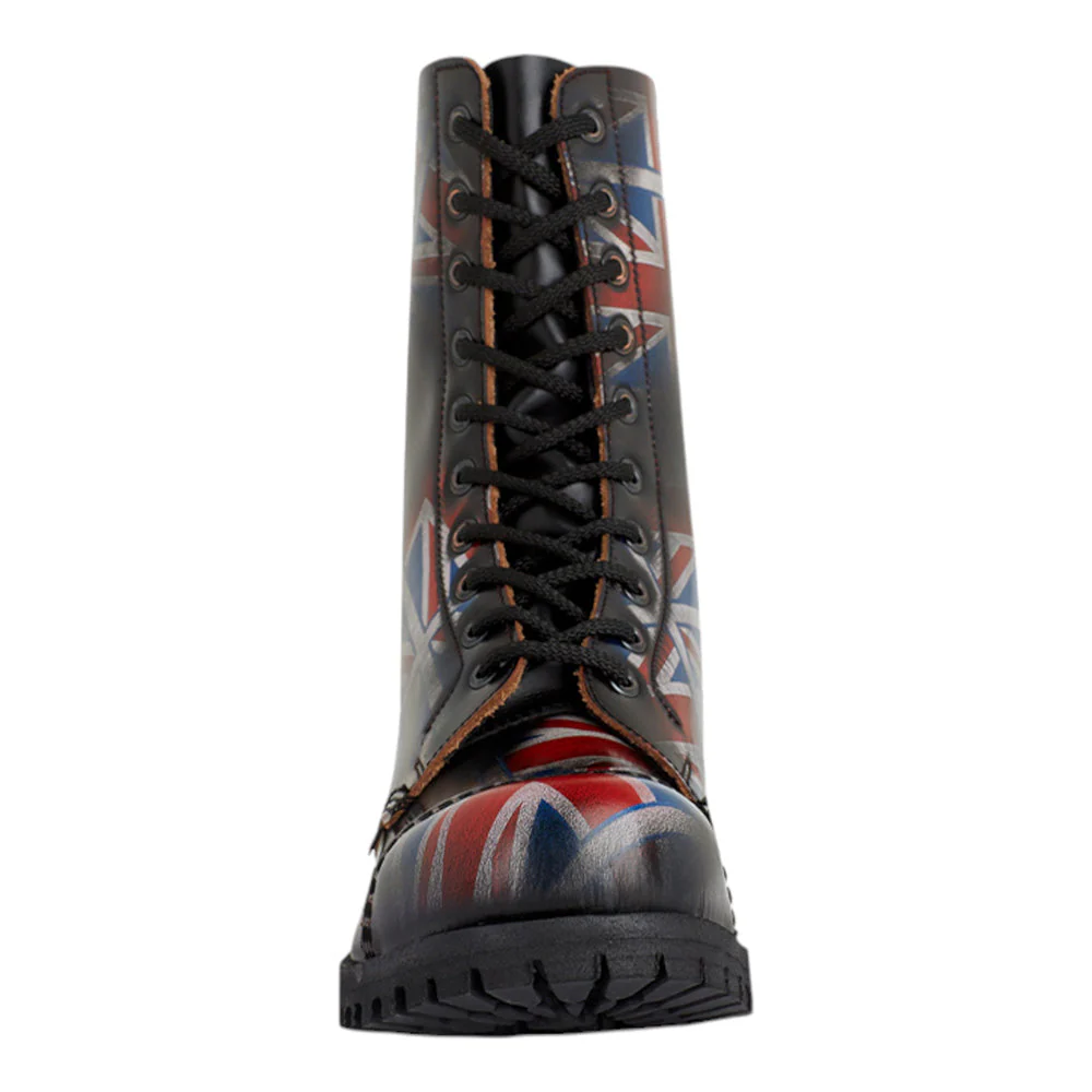 UNDERGROUND UNION JACK STEEL TOE CAP BOOT - UNION JACK RUB-OFF LEATHER