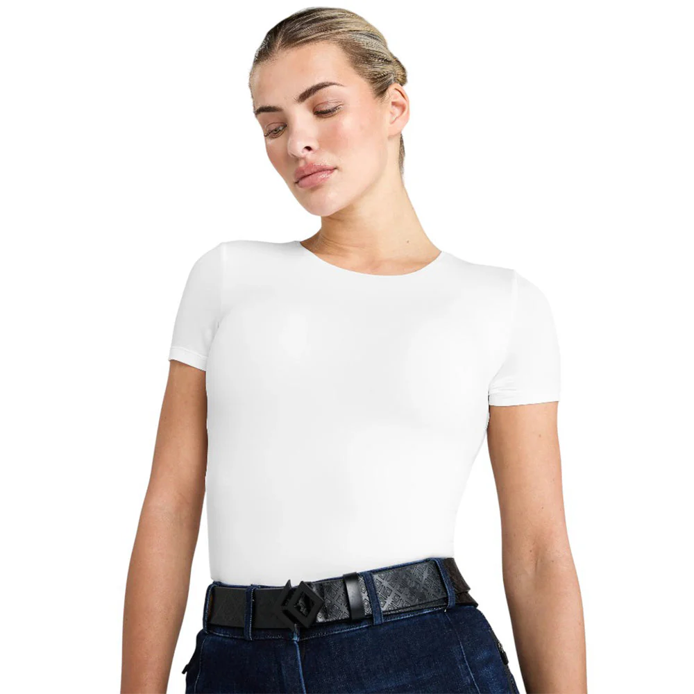 AZTEC DIAMOND PREMIUM WHITE SHORT SLEEVE SCULPT TOP