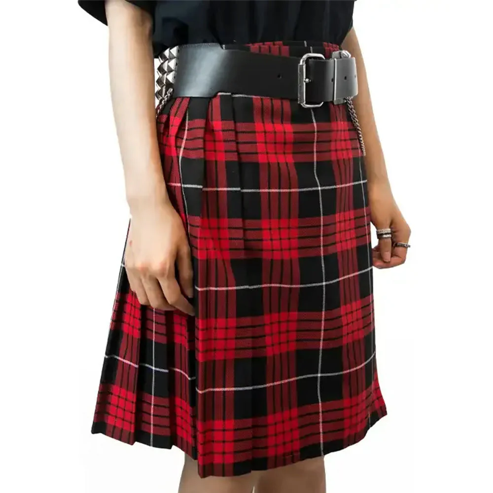 UNDERGROUND BELT - BLACK LEATHER - 3 ROW PYRAMID STUD & CHAIN