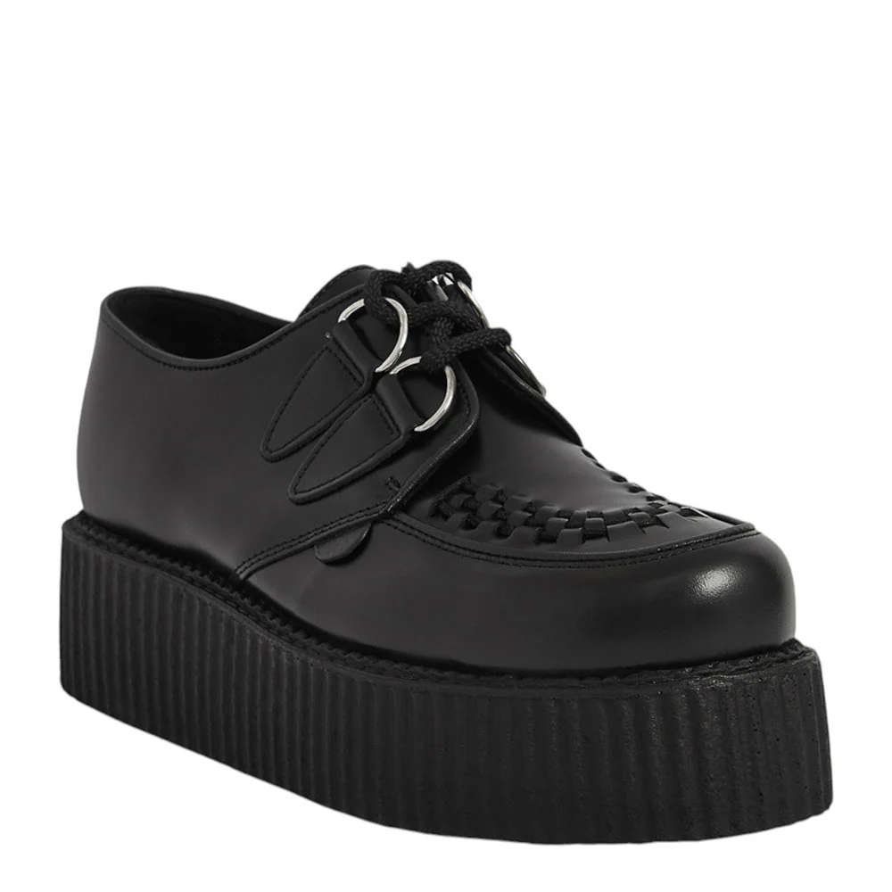 UNDERGROUND CREEPER SHOES - DOUBLE SOLE - WULFRUN - BLACK LEATHER