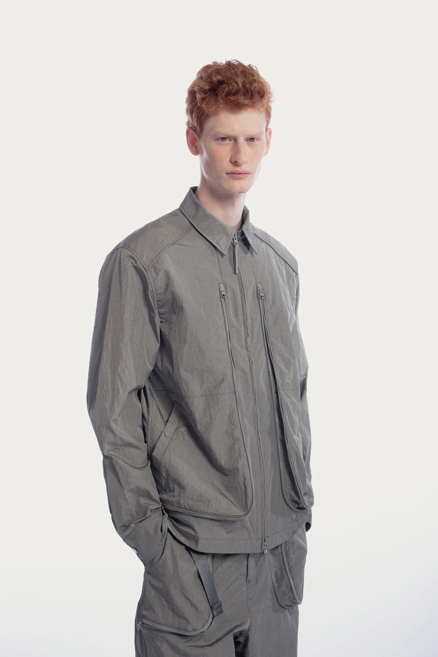 UNISEX ZIPPER POCKETS SHIRT JACKET