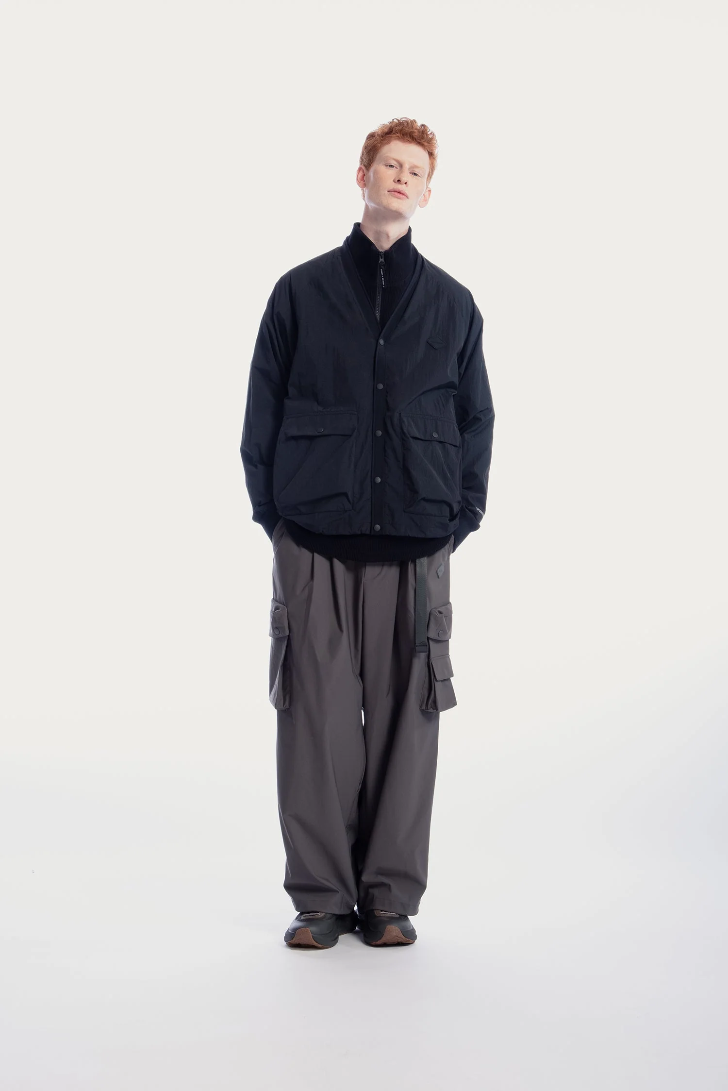 UNISEX FRONT POCKETS NYLON CARDIGAN