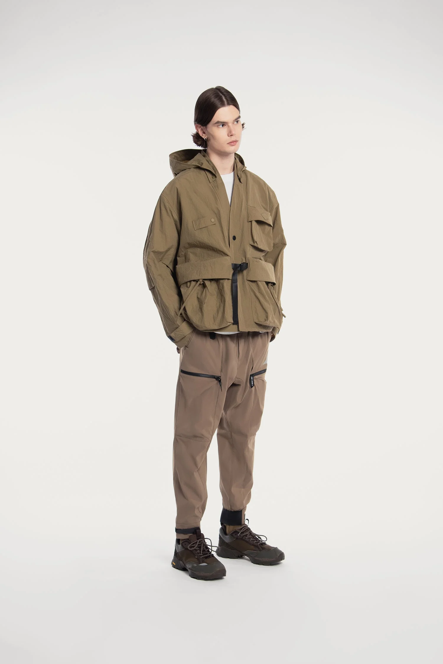 MEN'S MULTI POCKETS HOODED KIMONO JACKET