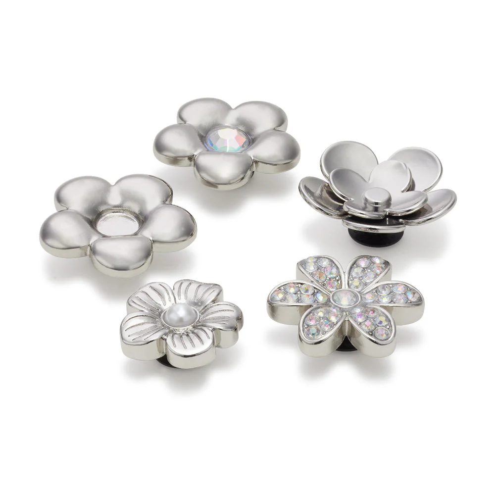 CROCS MONOCHROME SLIVER FLOWERS (5 PCS) JIBBITZ