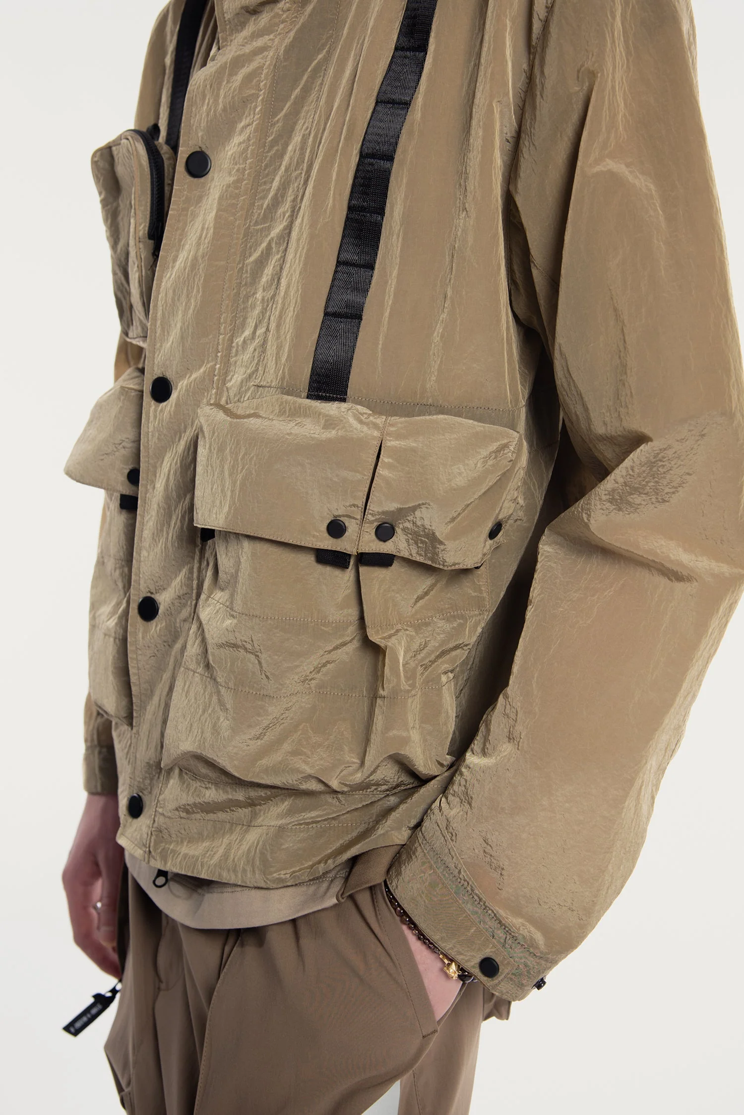 MEN'S DETACHABLE SMALL BAG LIGHTWEIGHT HOODED  SHELL JACKET