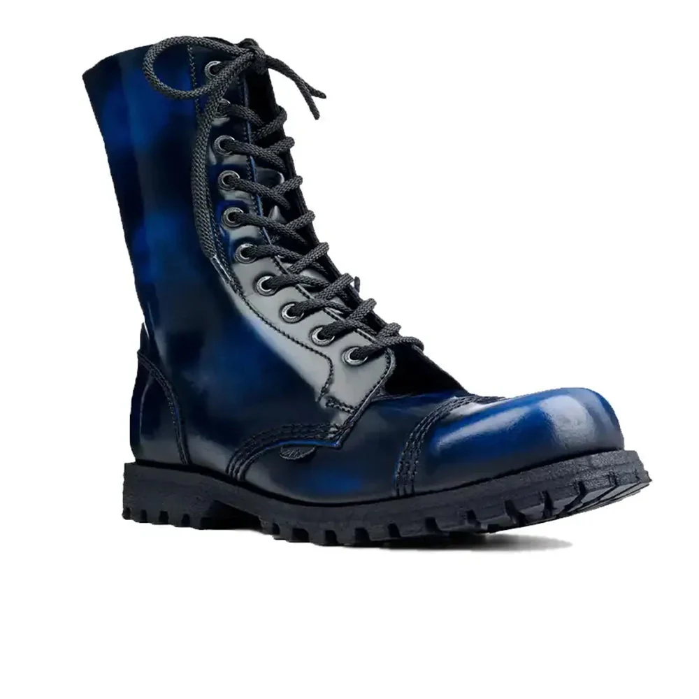 UNDERGROUND NAVY LEATHER COMMANDO BOOT - ORIGINAL STEEL CAP - RUB-OFF LEATHER