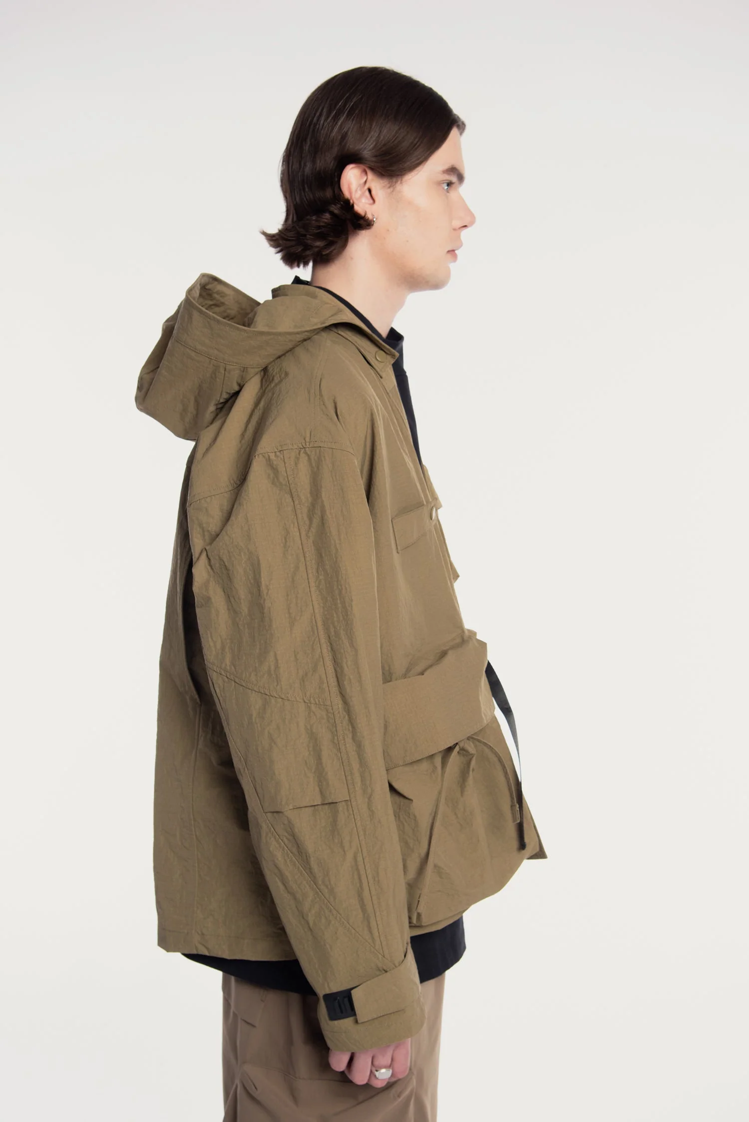 MEN'S MULTI POCKETS HOODED KIMONO JACKET