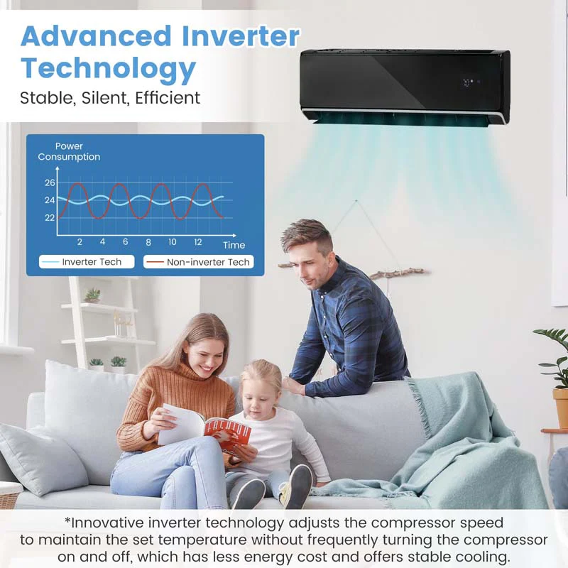 18,000 BTU 21 SEER2 208-230V Wifi Enabled Mini-Split Air Conditioner with Alexa, Wall Mounted Ductless AC Unit Inverter Heat Pump System