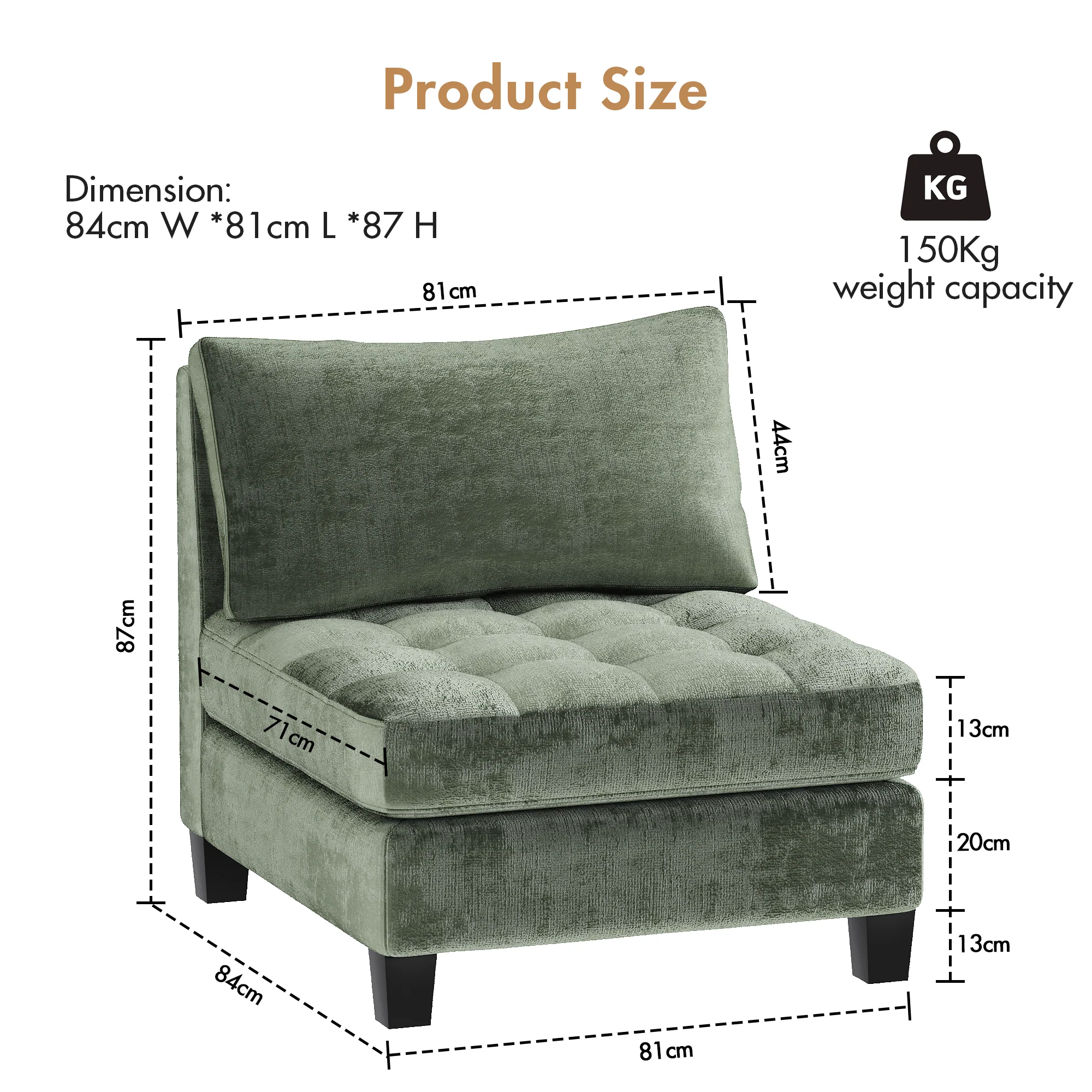 Modern Armless Sofa Chair