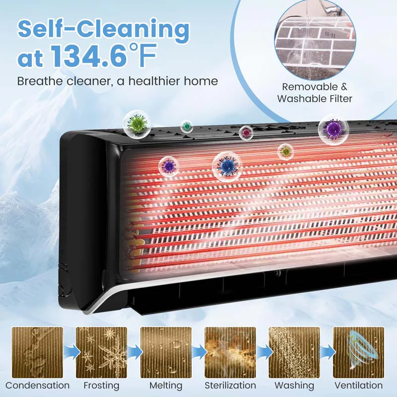 18,000 BTU 21 SEER2 208-230V Wifi Enabled Mini-Split Air Conditioner with Alexa, Wall Mounted Ductless AC Unit Inverter Heat Pump System