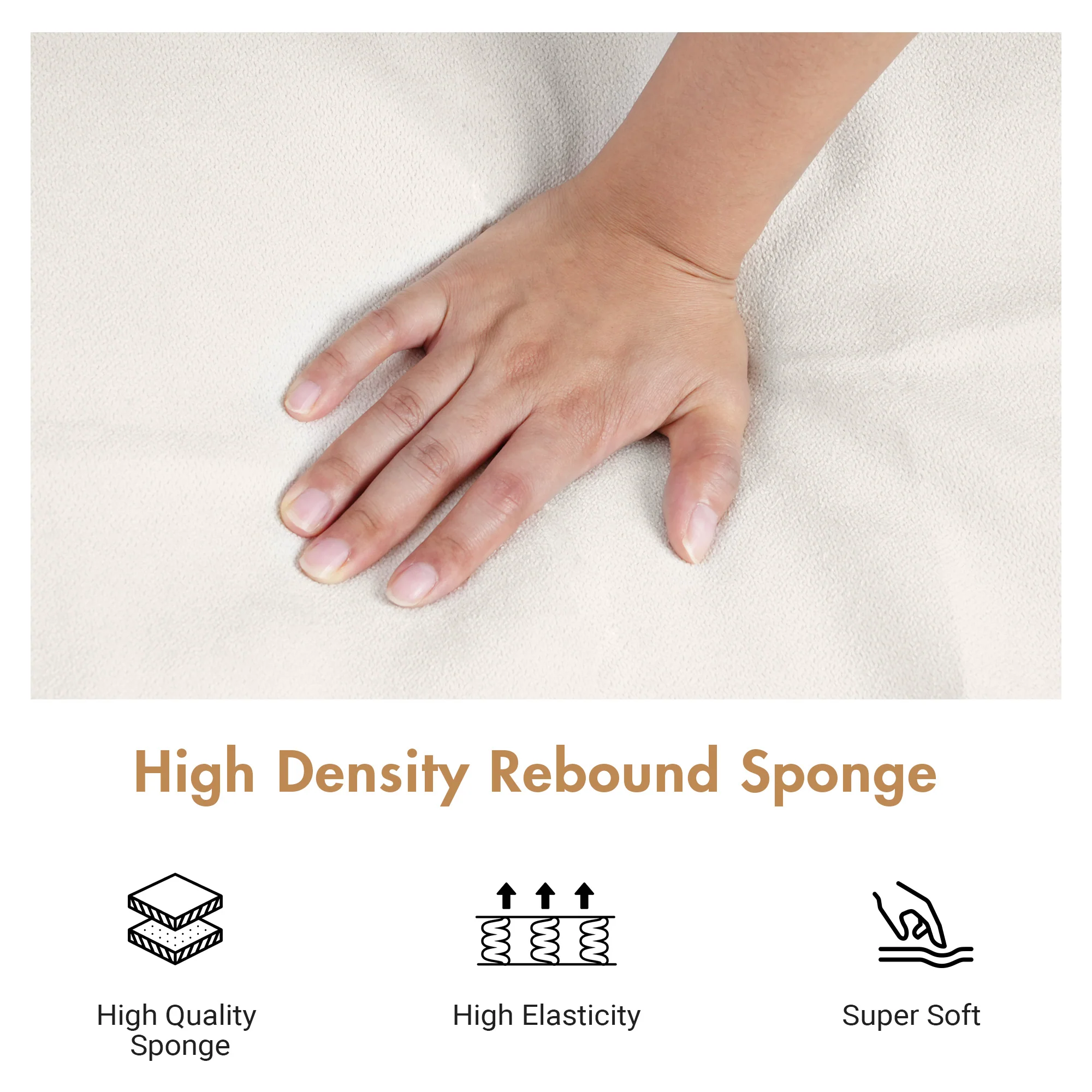 2-Seater Sofa 132cm Loveseat Sofa Beige