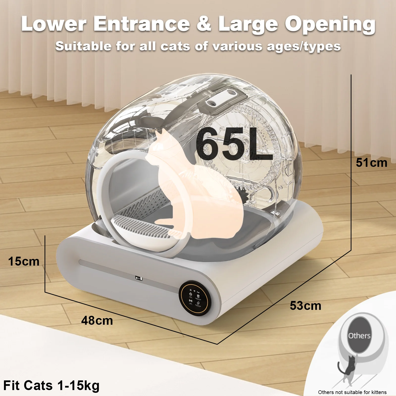 Smart Cat Litter Box Self Cleaning Odor-Removal