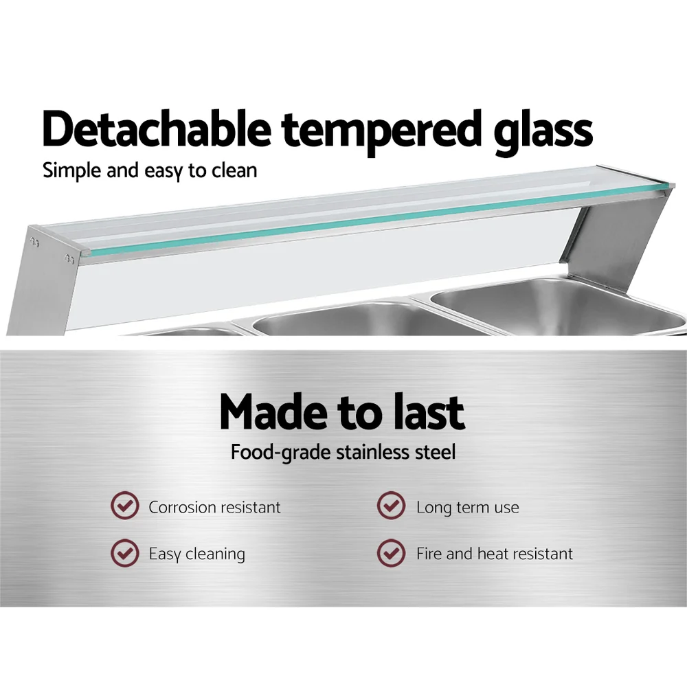 3-Pan Stainless Steel Food Warmer with Thermostat - Devanti