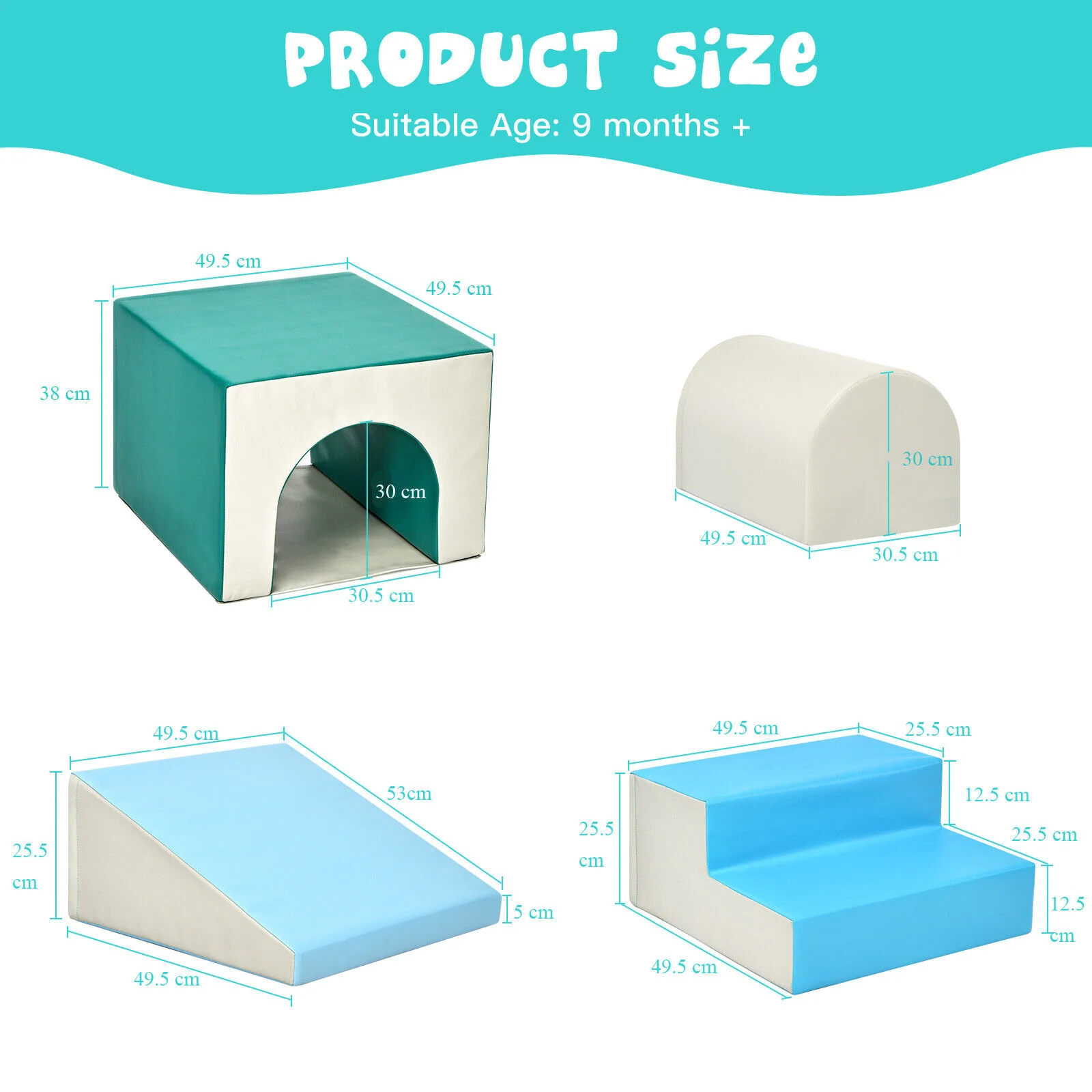 4-piece Single-Tunnel SoftZone Climb Crawl Activity Play Set Toddler Kid