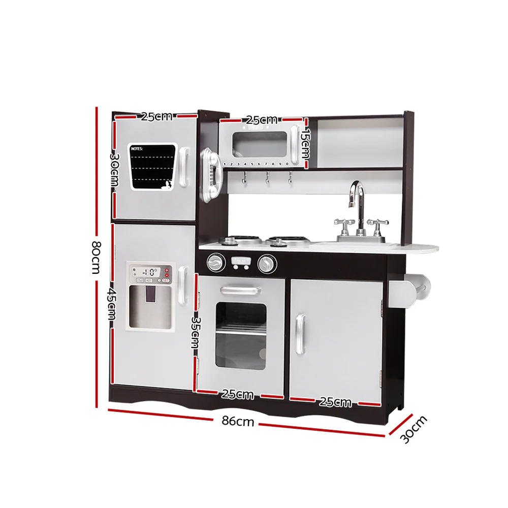 Sturdy Modern Kids Kitchen Play Set with Fridge Keezi