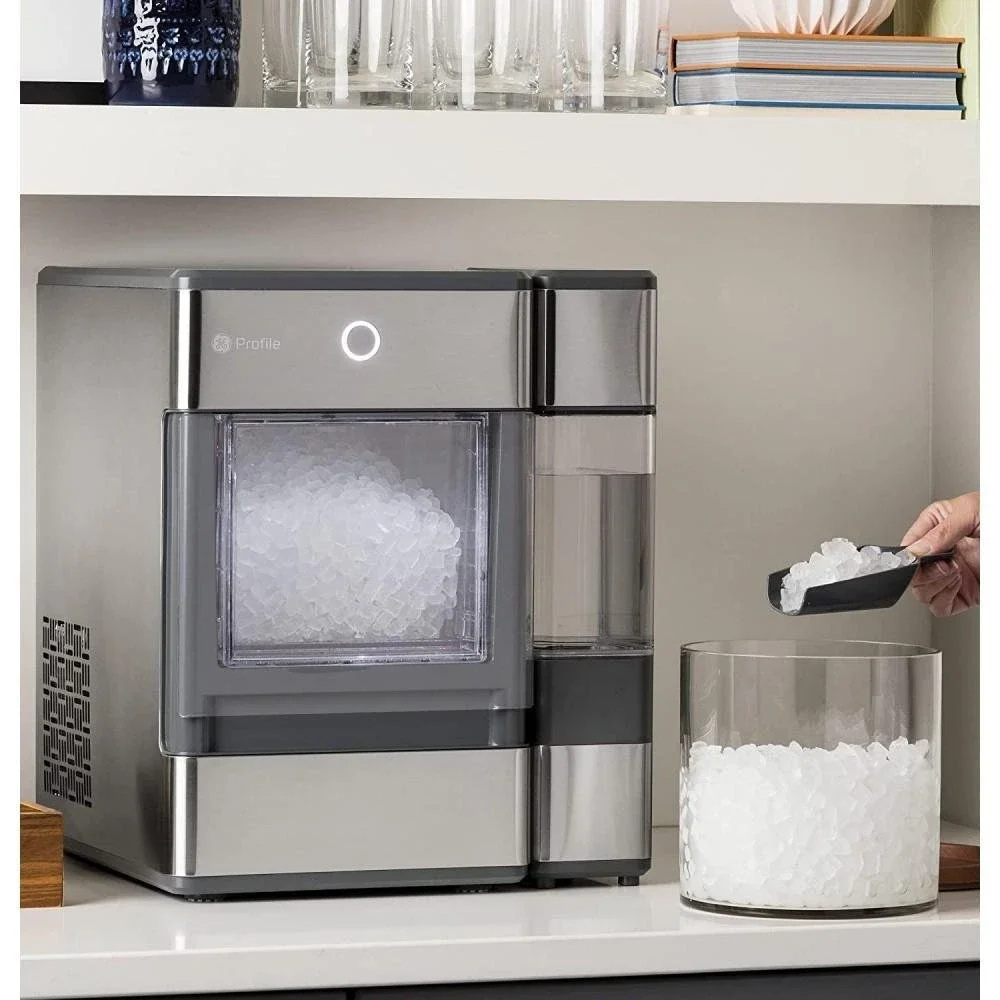2024 GE Profile OPAL01GEPKT Opal | Countertop Nugget Ice Maker, Stainless Steel Wrap with Gray Accents & LED Lighting