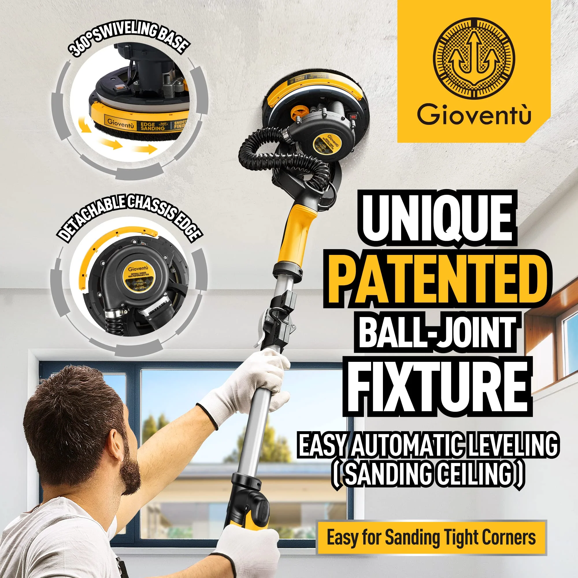 Giovent�� Electric Drywall Sander with Vacuum for Popcorn Ceiling