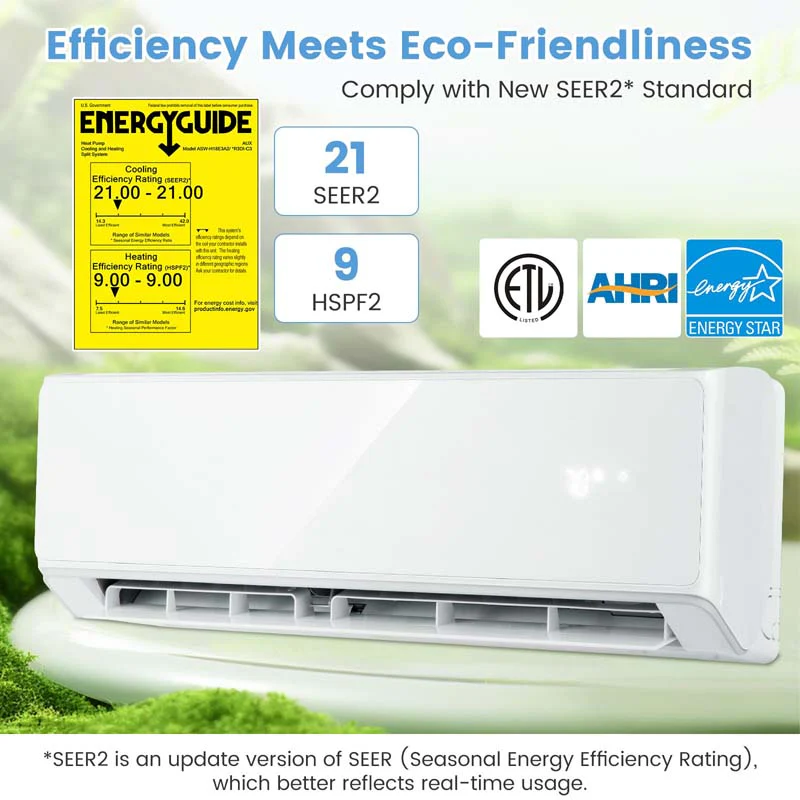 18,000 BTU 21 SEER2 208-230V Wifi Enabled Mini-Split Air Conditioner with Alexa, Wall Mounted Ductless AC Unit Inverter Heat Pump System