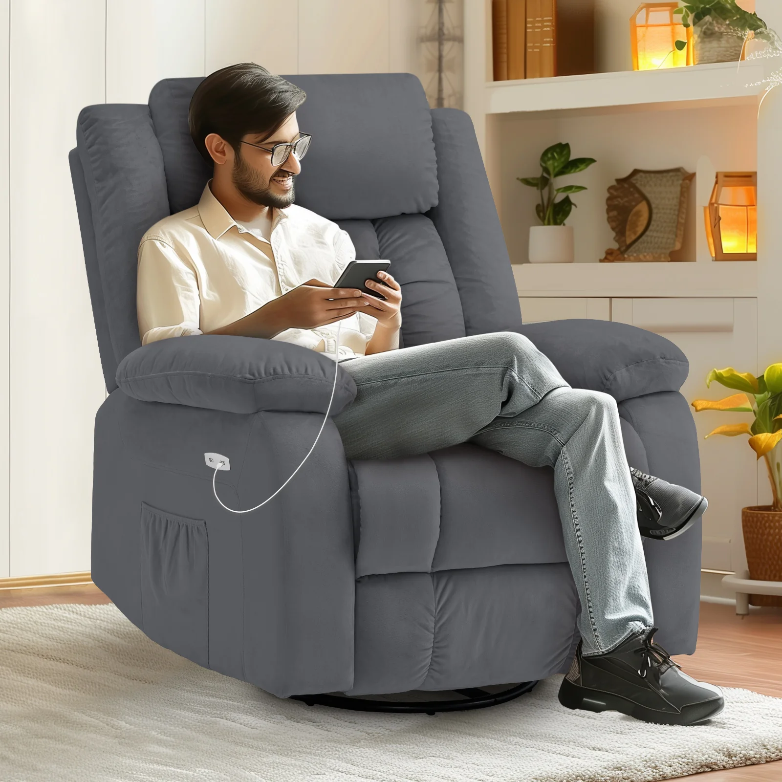 360° Swivel Heated Recliner Massage Chair