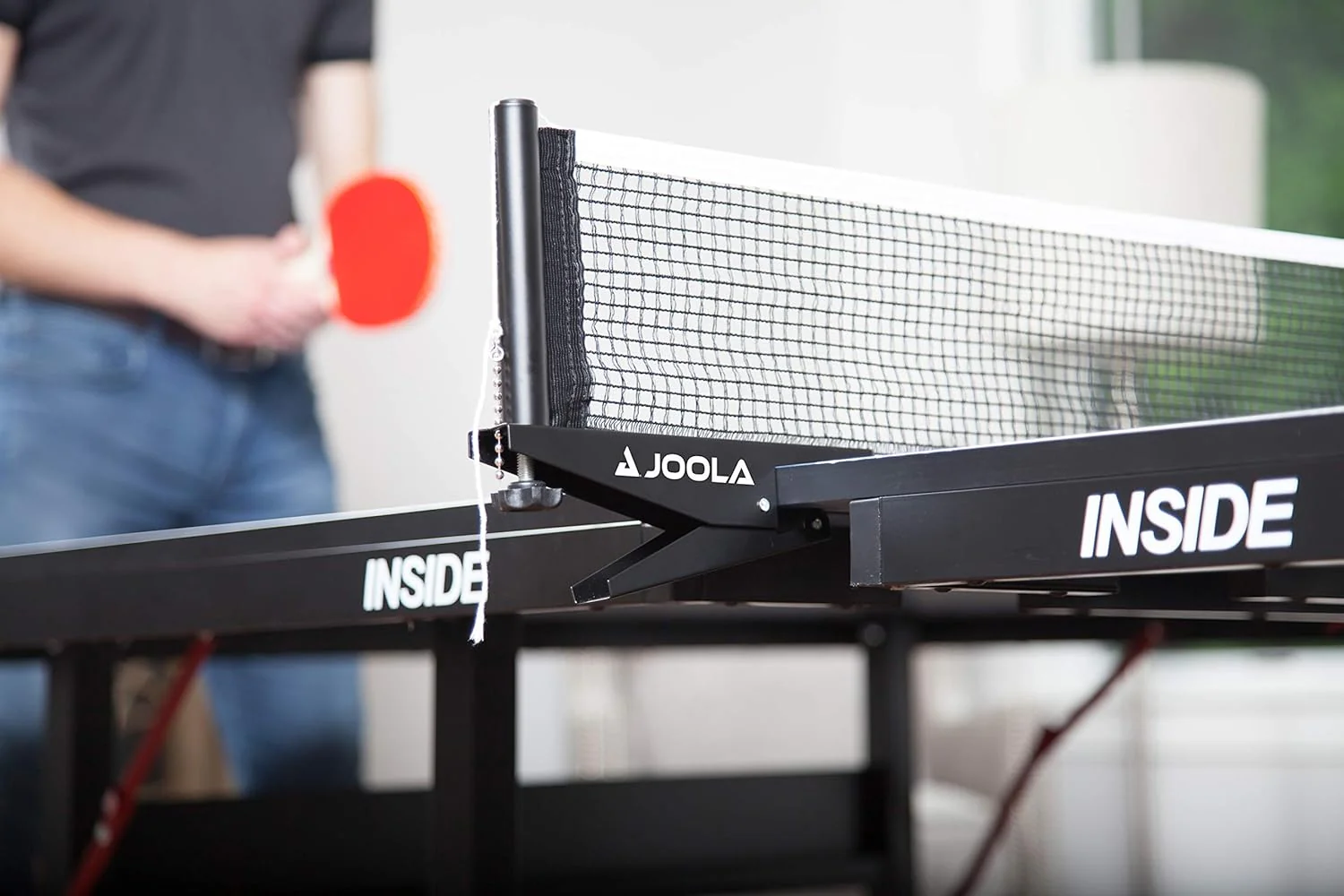 Inside Professional MDF Indoor Ping Pong Table with Quick Clamp Table Tennis Net and Post Set - 10 Minute Easy Assembly - Tournament Quality - Foldable with Single Player Playback Mode