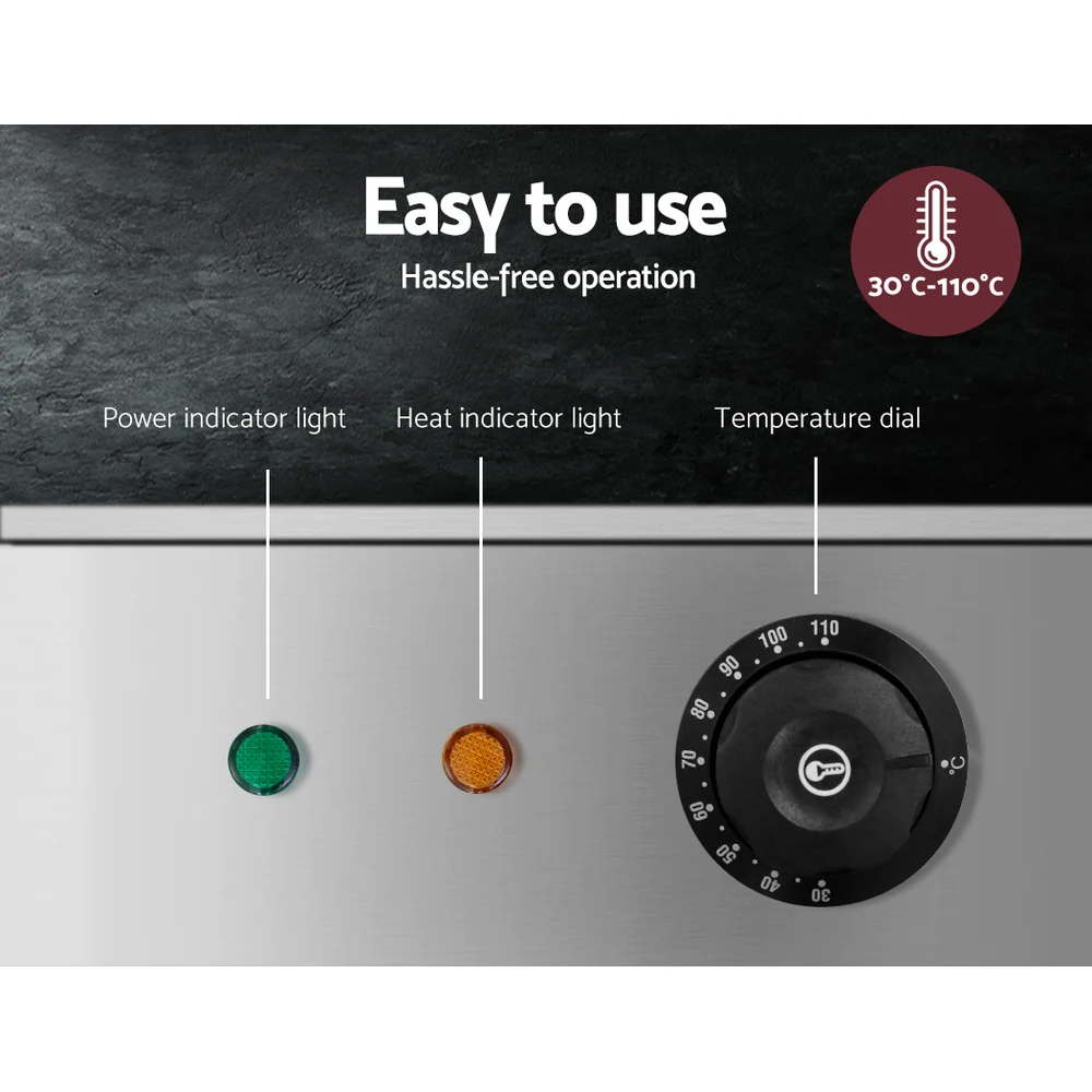 3-Pan Stainless Steel Food Warmer with Thermostat - Devanti