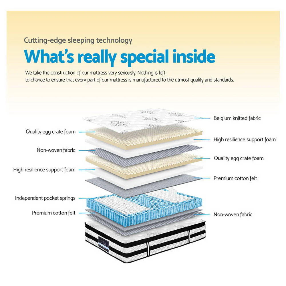 Giselle Bedding 34cm Mattress Euro Top Pocket Spring Queen