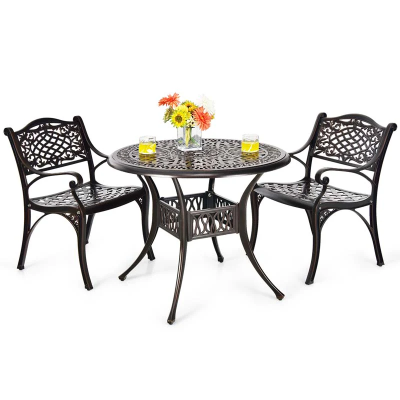 2/4Pcs All-Weather Cast Aluminum Chairs with Armrests & Curved Seats, Outdoor Dining Chairs Patio Bistro Armchairs