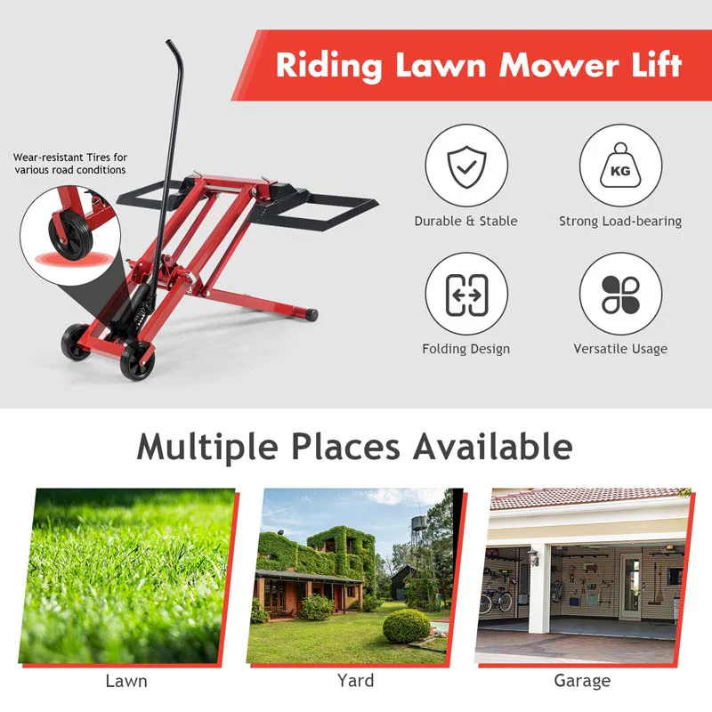 500 LBS Hydraulic Lawn Mower Lift Jack for Riding Tractors, Adjustable Heavy Duty Zero Turn Riding Mower Lift for Maintenance