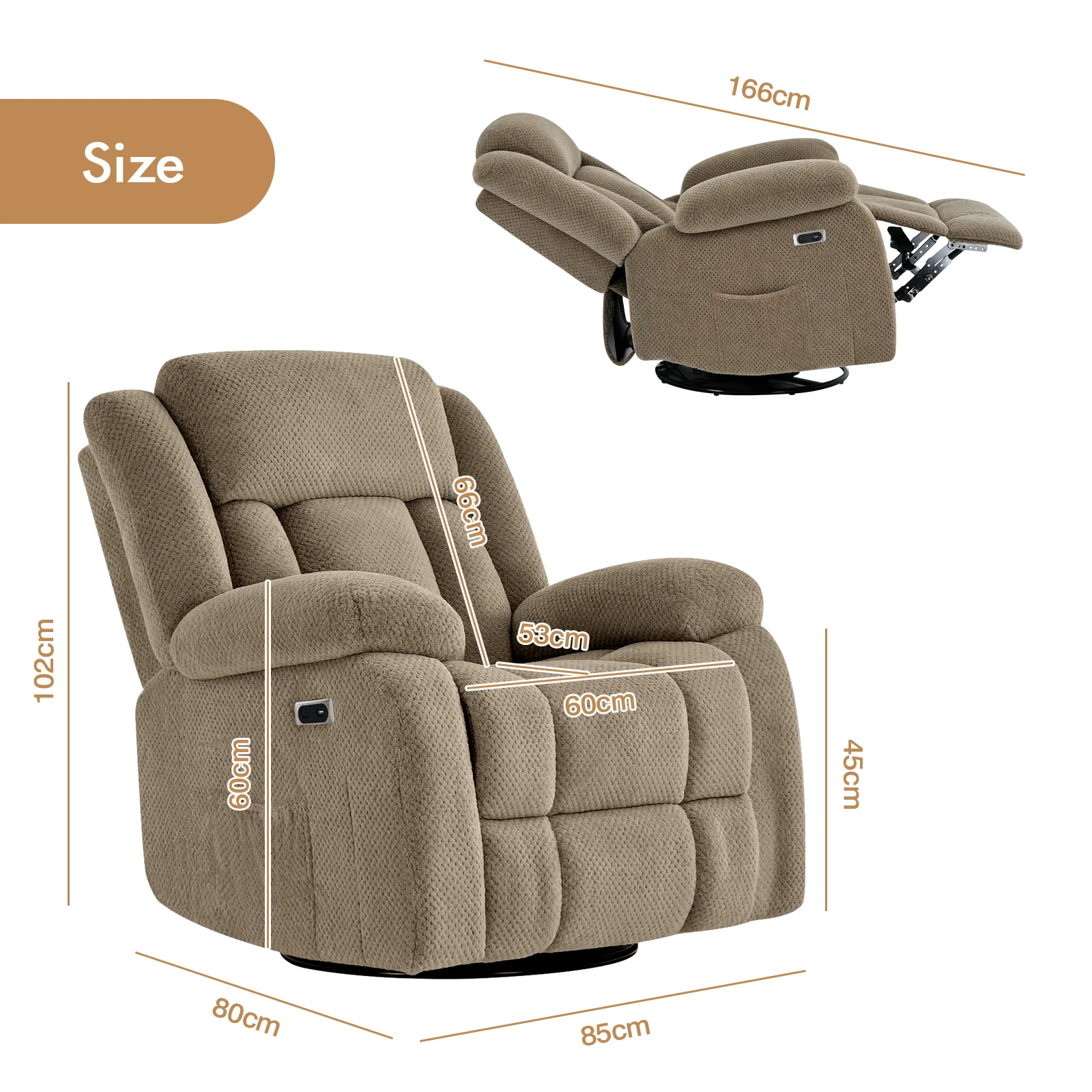 8-Point Electric Heat Massage Chair Light Brown