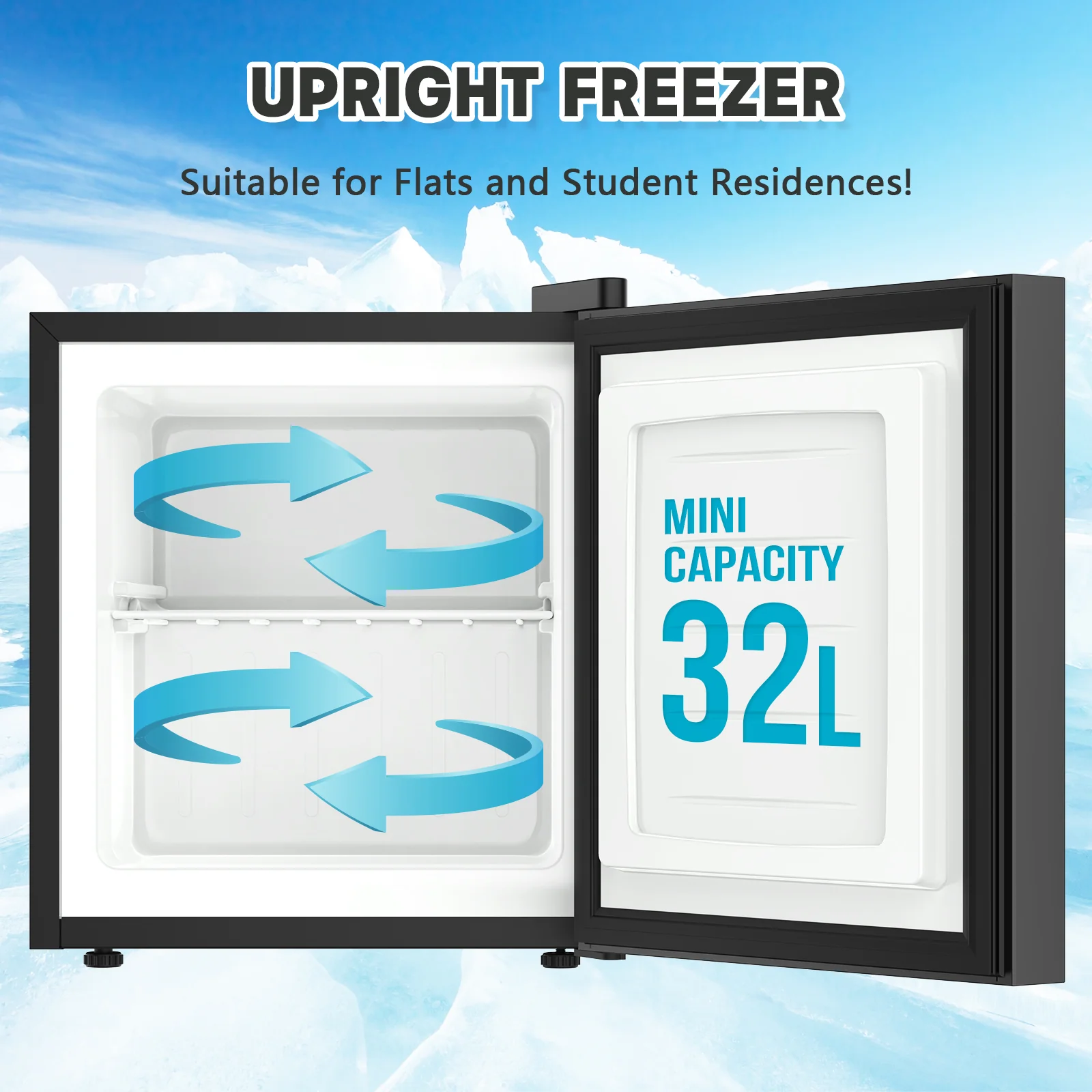 32L Mini Upright Freezer Digital Display