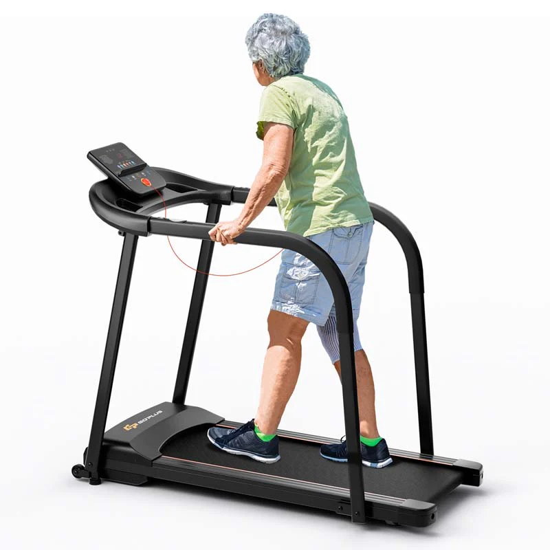 Walking Treadmill for Seniors - 2.5 HP Motor, Long Handrail, 300 lbs Capacity & Pulse Sensors