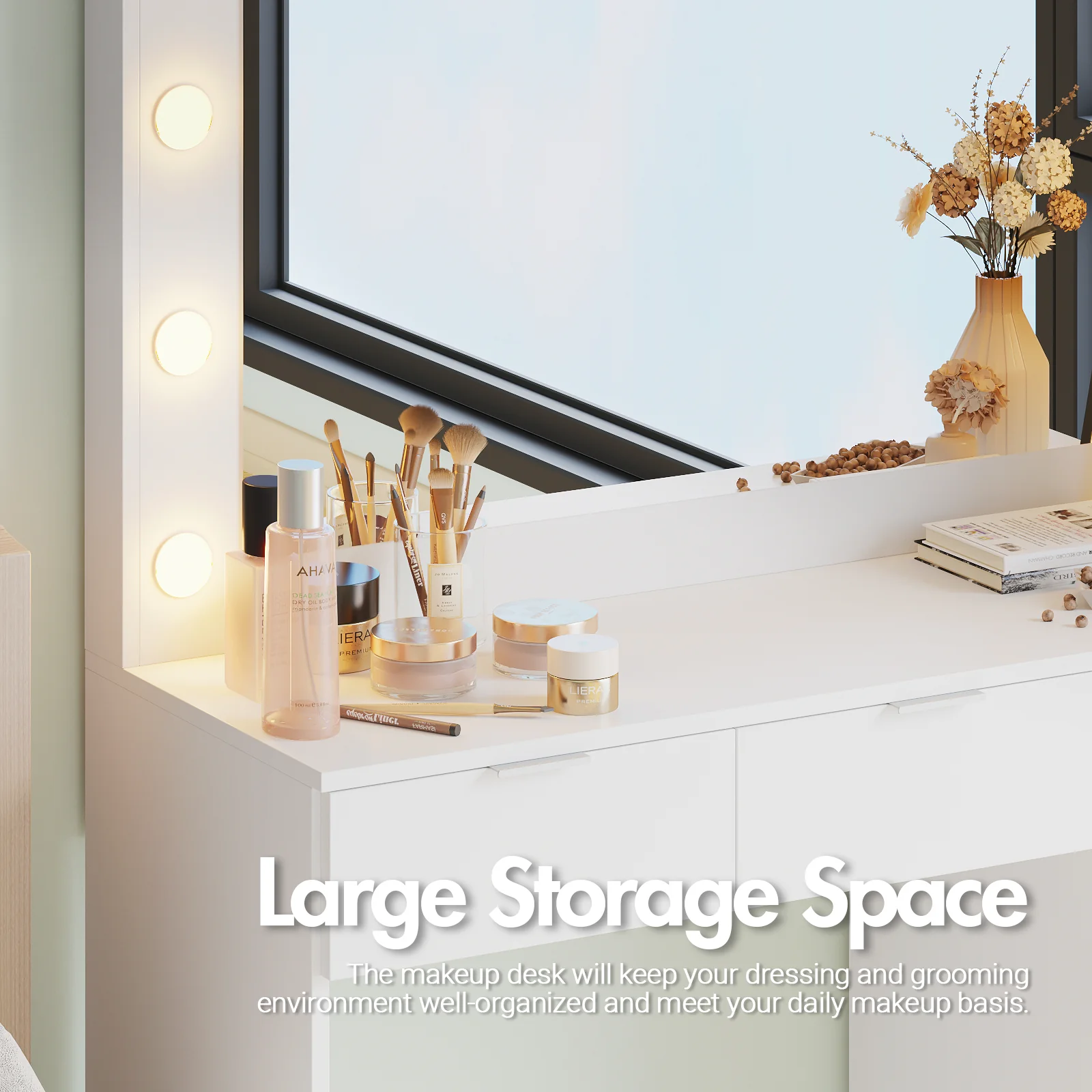 Dressing Table Stool Set 12 LED Bulbs