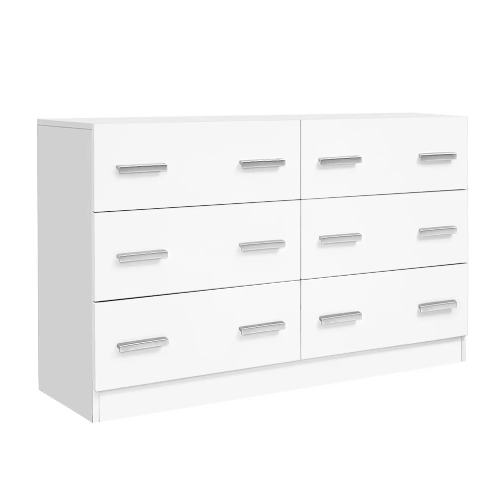 Stylish White 6-Drawer Lowboy Chest - Artiss VEDA