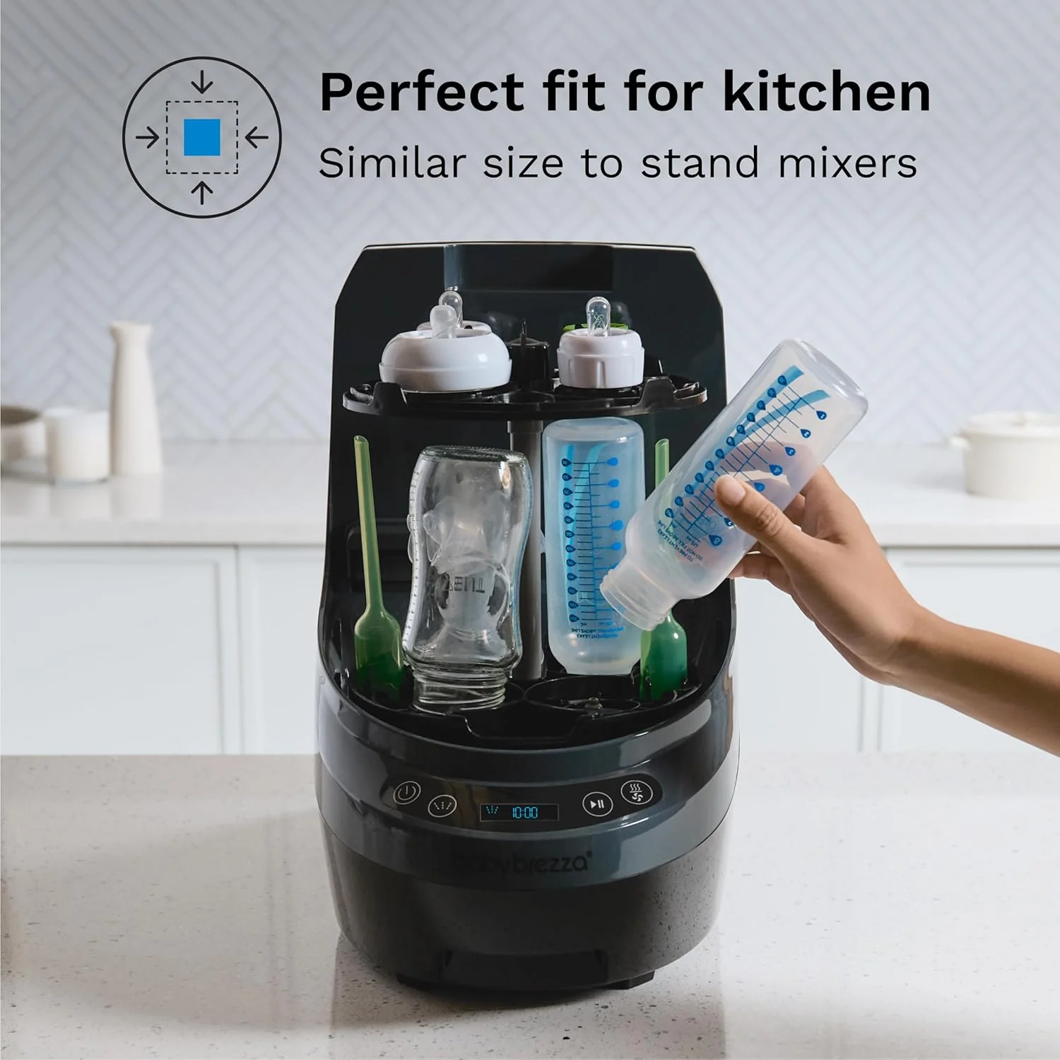 Baby Bottle Washer Pro - Baby Bottle Washer, Sterilizer + Dryer - All in One Machine Cleans Bottles, Pump Parts, & Sippy Cups - Replaces Hand Washing, Bottle Brushes and Drying Racks-Brezza