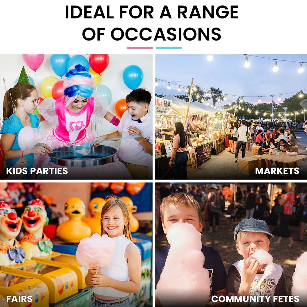 EUROCHEF 1100W Commercial Fairy Floss Machine, Cotton Candy Maker with Bubble Cover