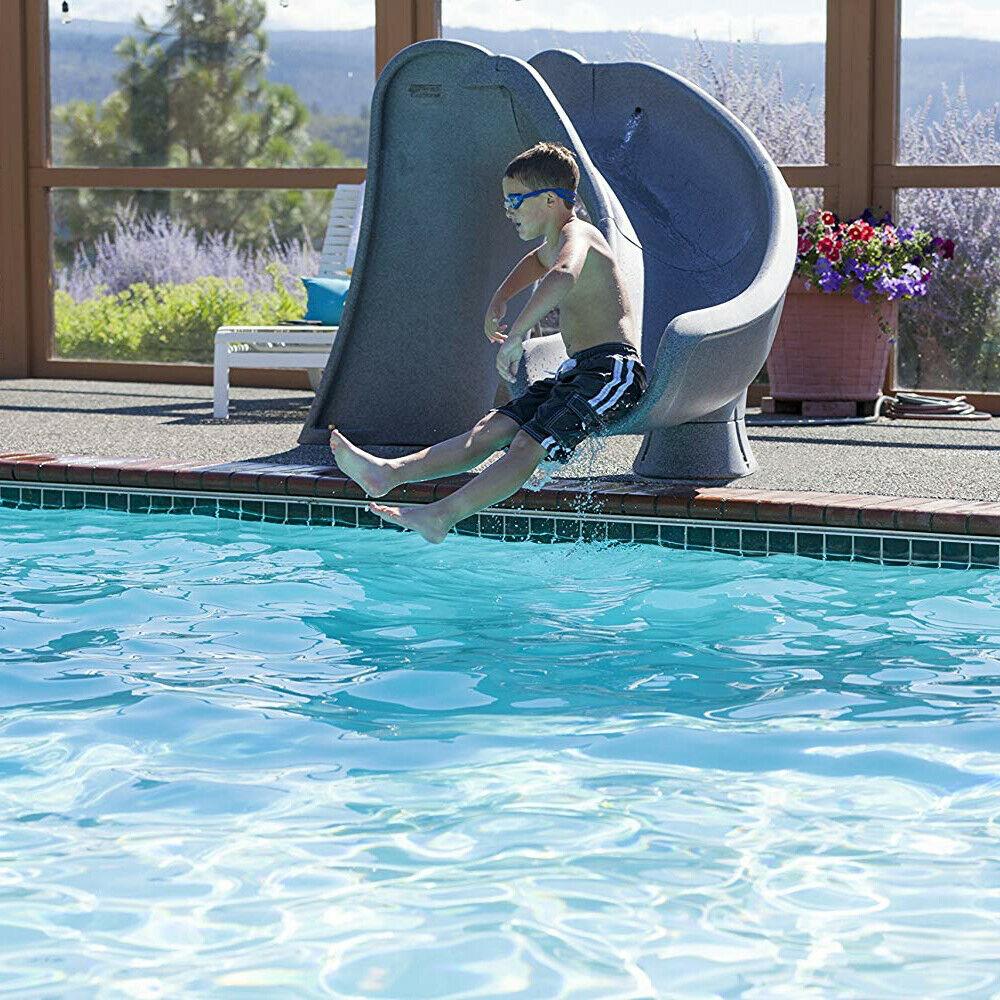 Cyclone Right Curve Swimming Pool Slide, Gray Granite