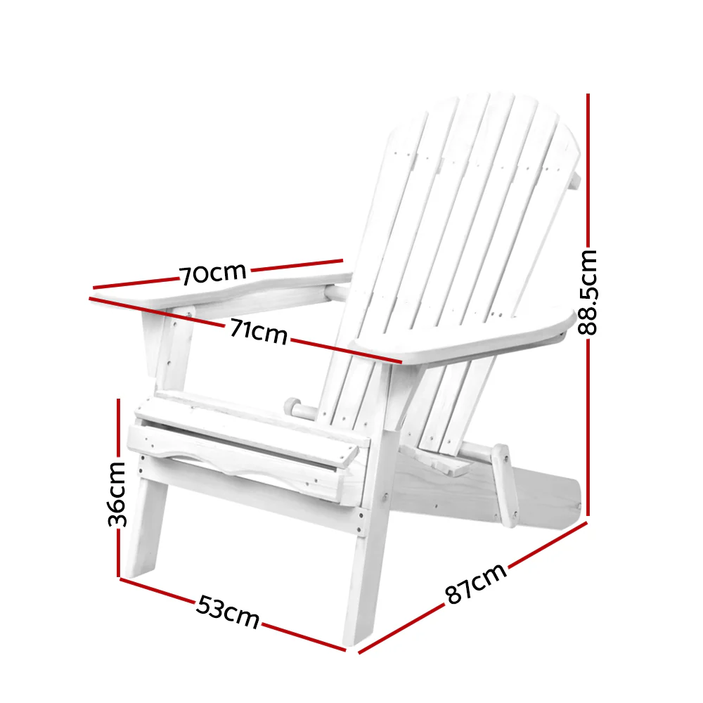 Foldable Adirondack Beach Chair, High Back, 150kg, Gardeon