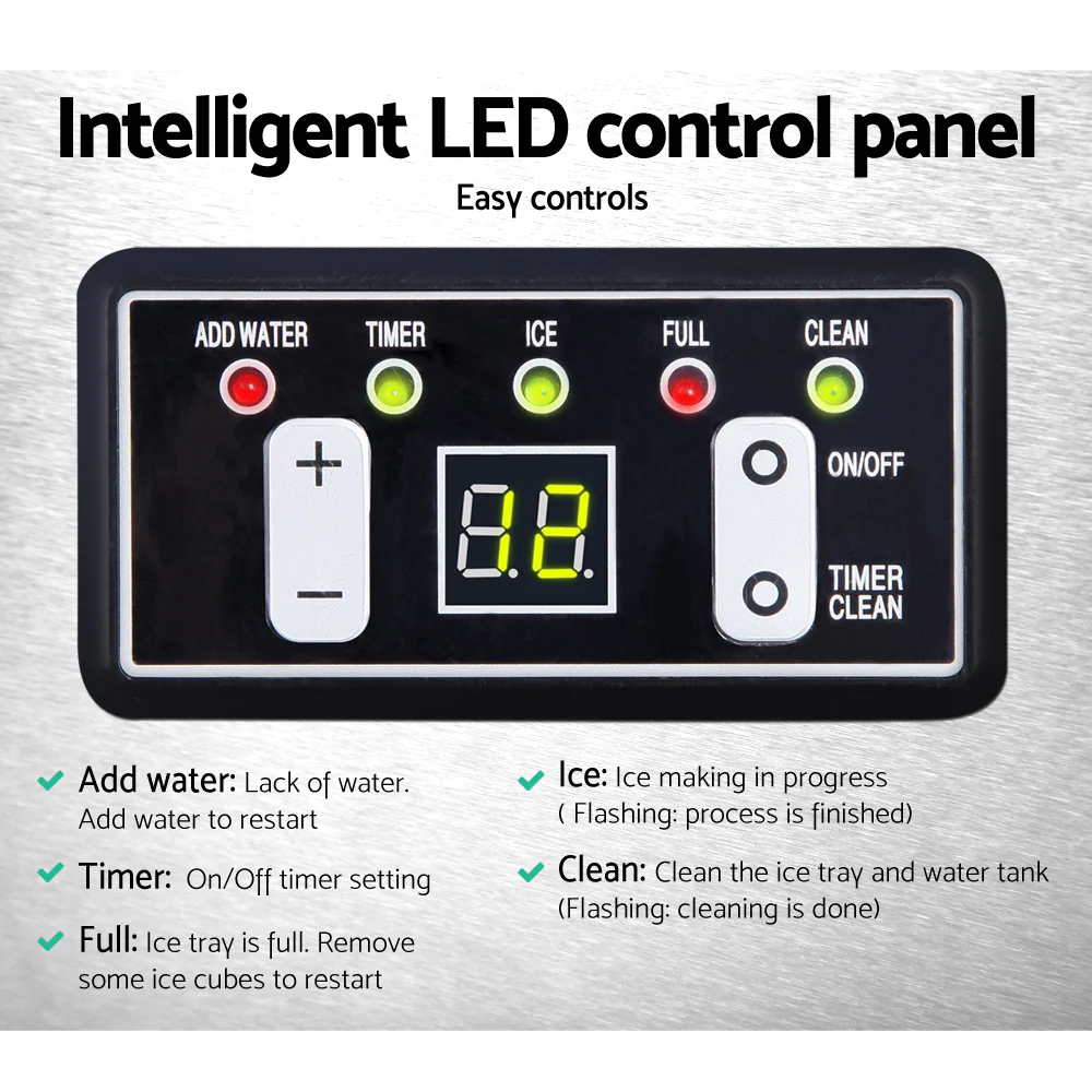 60kg Ice Maker Machine, Adjustable Thickness - Devanti