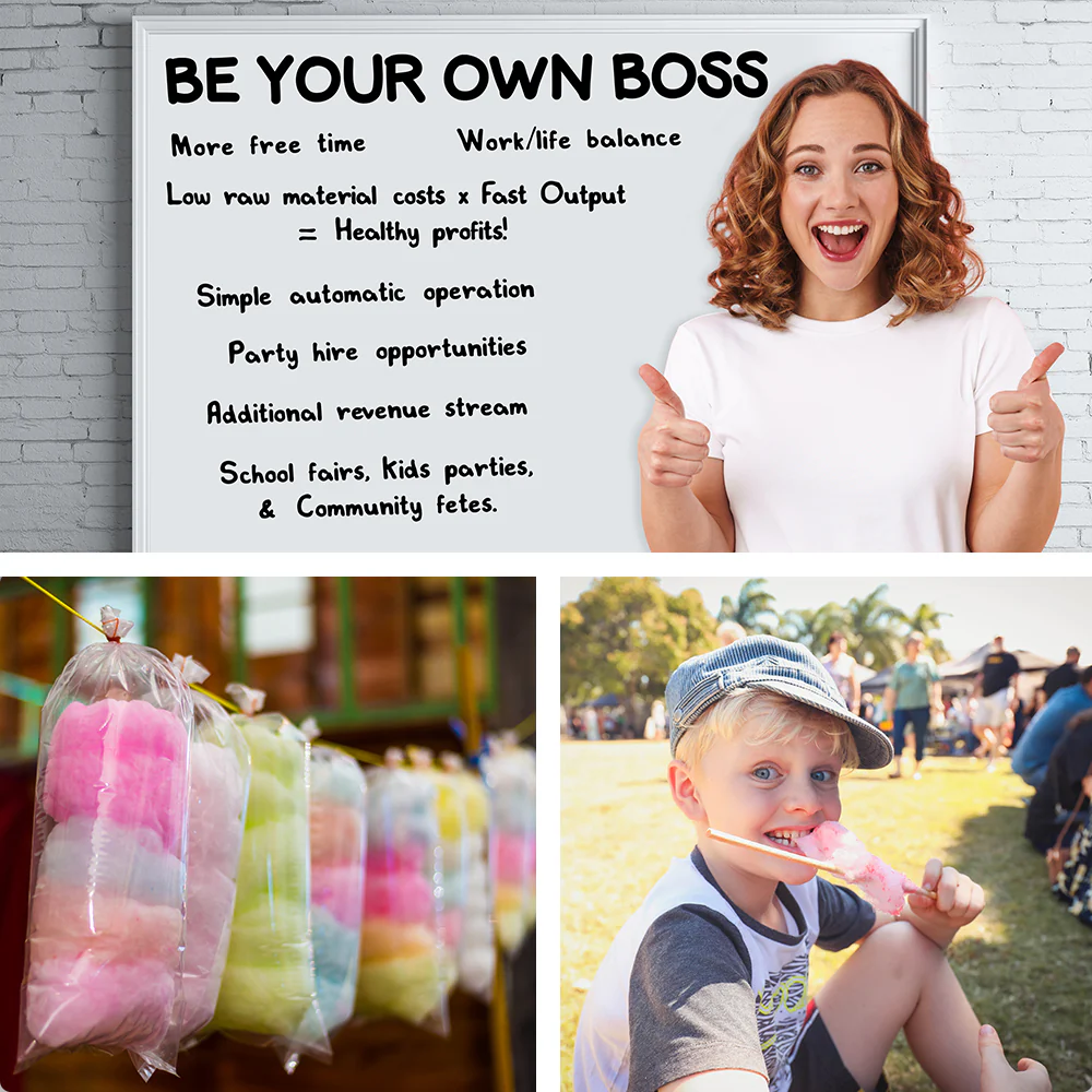 EUROCHEF 1100W Commercial Fairy Floss Machine, Cotton Candy Maker with Bubble Cover