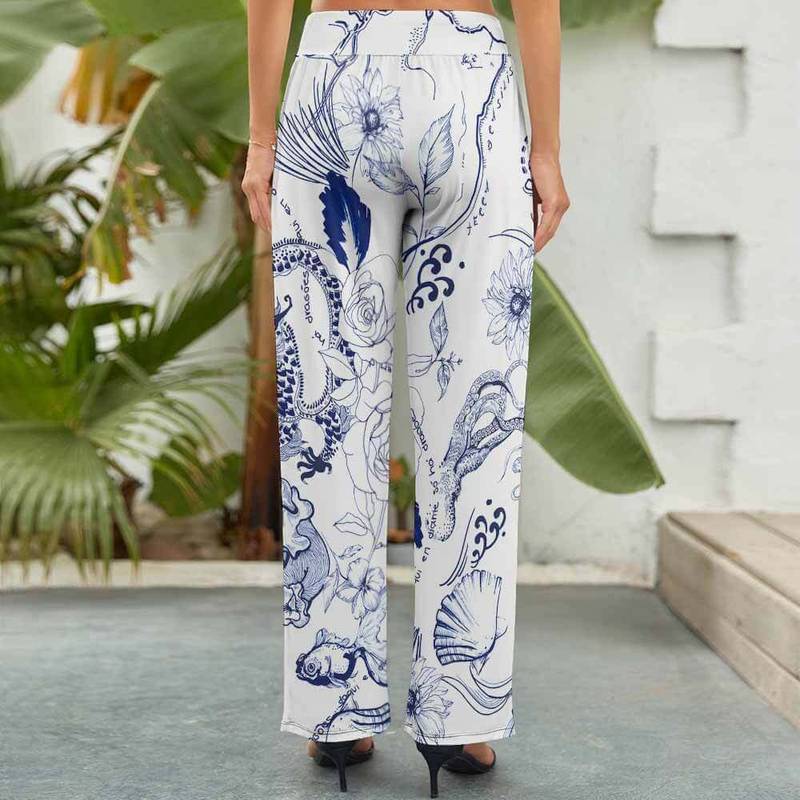 Womena??s Wide Leg High Waist Pants a?? Soft Stretch Summer Trousers