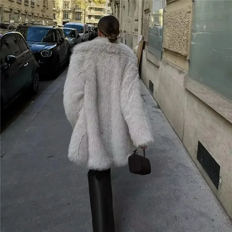 Luxury Faux Fur Long Coat �C Elegant Winter Furry Jacket for Women