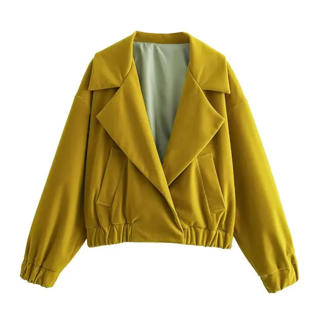 Women��s Cropped Lapel Jacket �C Elegant Long Sleeve Short Coat