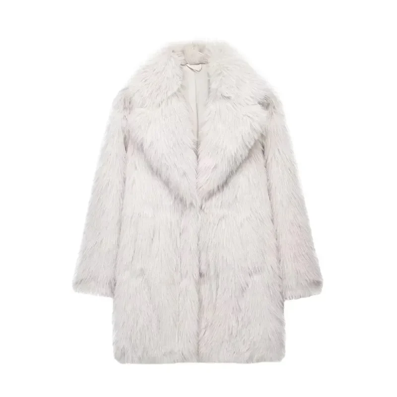 Luxury Faux Fur Long Coat a?? Elegant Winter Furry Jacket for Women