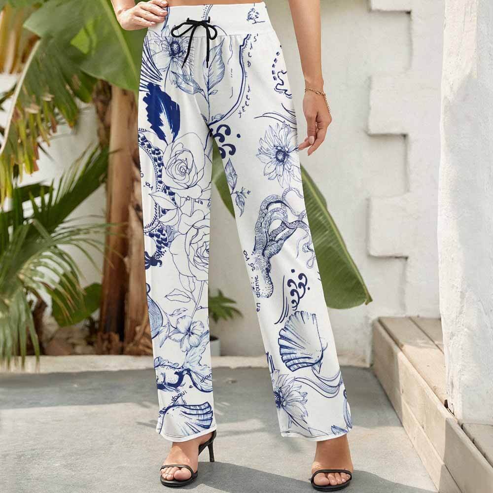 Womena??s Wide Leg High Waist Pants a?? Soft Stretch Summer Trousers