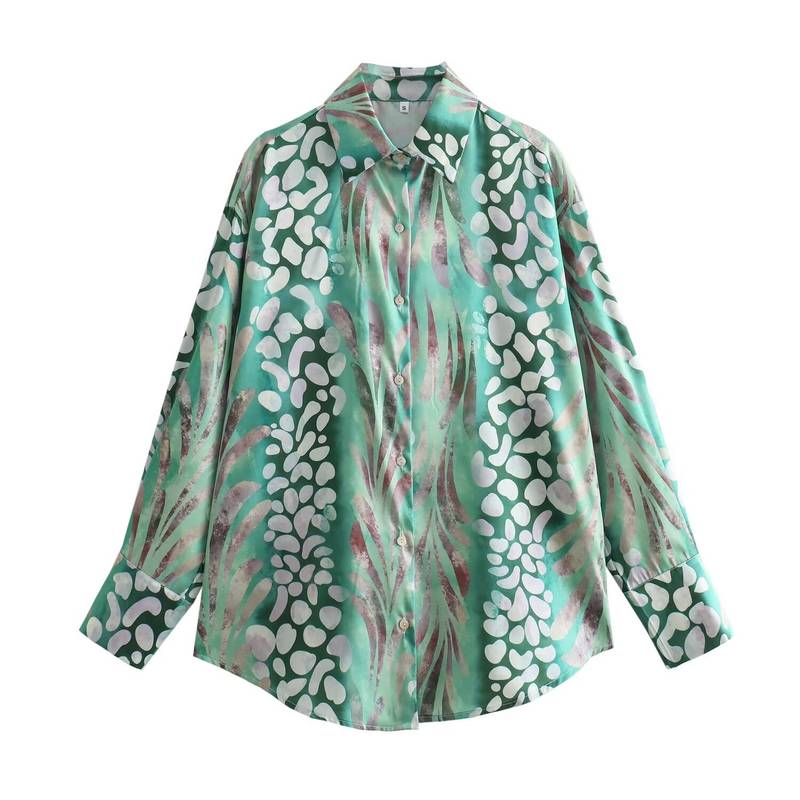 Satin Printed Top & Maxi Skirt Set a?? Long Sleeve 2-Piece Resort Set