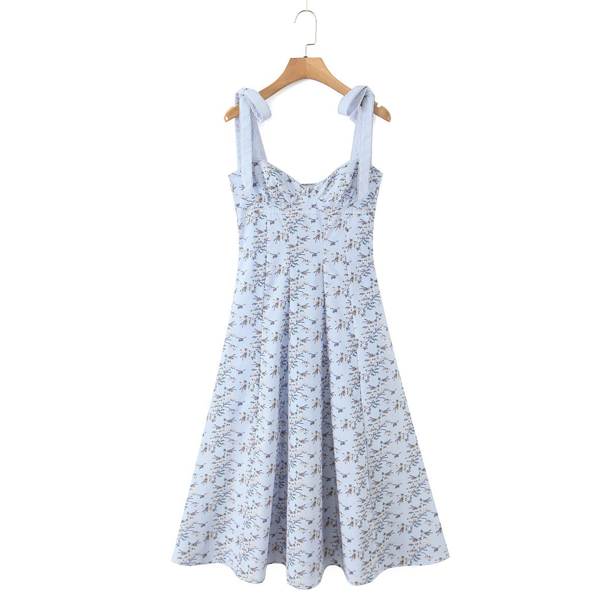 Blue Lace Button Dress a?? Sleeveless U-Neck Short Elegant Dress