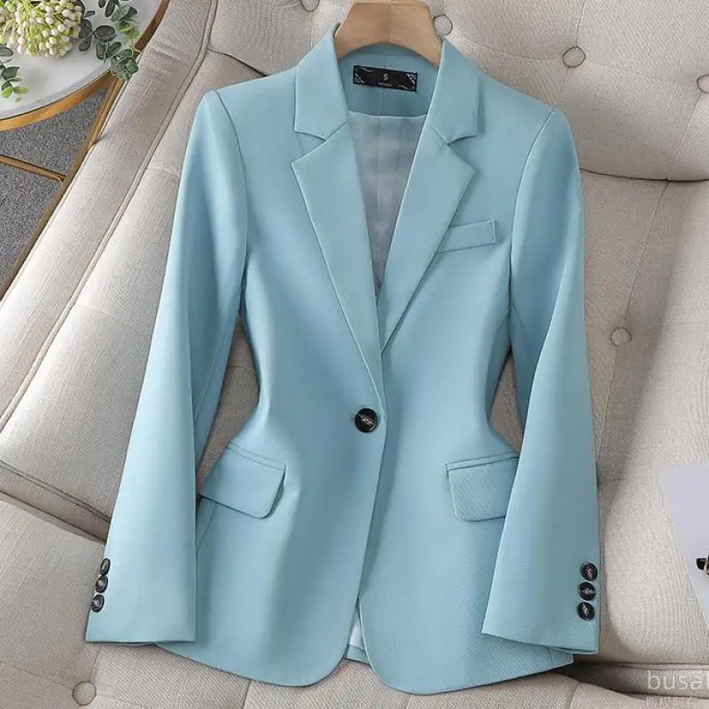 Light Blue Oversized Blazer a?? Relaxed Fit Single-Button Jacke