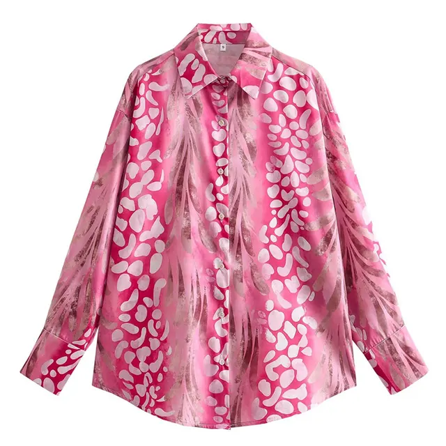 Satin Printed Top & Maxi Skirt Set a?? Long Sleeve 2-Piece Resort Set