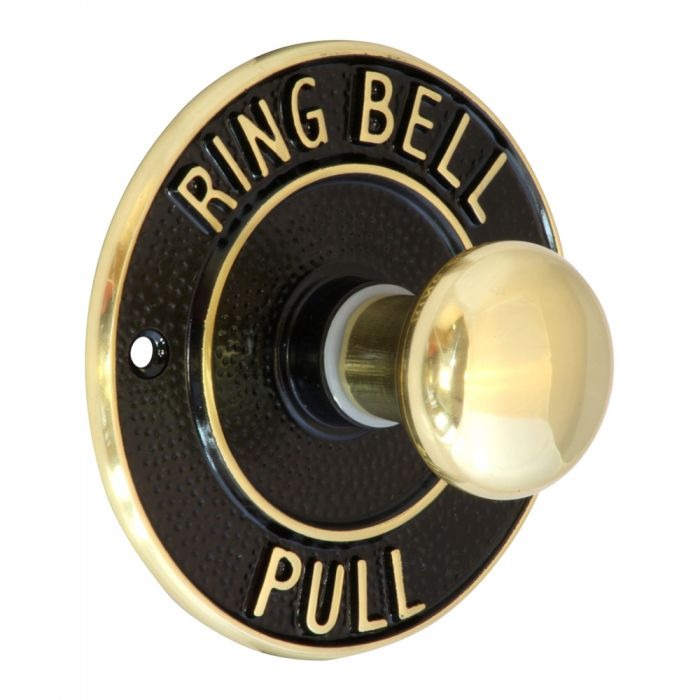 Round Embossed Bell Pull Mechanical - Polished Brass